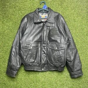 Vintage Columbus Blue Jackets Jacket Mens Large NHL Hockey Jeff Hamilton Leather